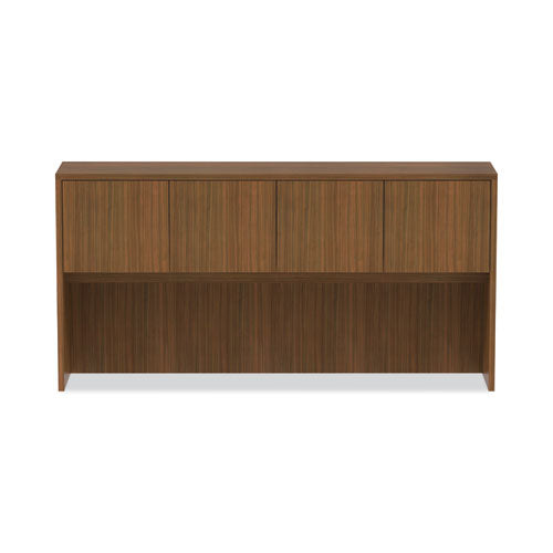 Alera Valencia Series Hutch With Doors, 4 Compartments, 70.63w X 15d X 35.38h, Modern Walnut