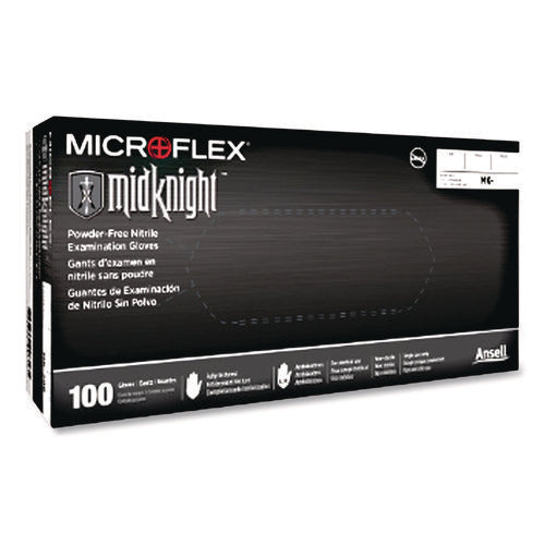 Microflex Midknight Powder-free Nitrile Gloves, Xx-large, 4.7 Mil (palm), 5.9 Mil (fingers), 9.6" Long, Black, 100/box