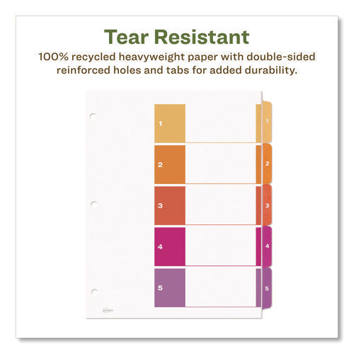 Customizable Table Of Contents Ready Index Dividers With Multicolor Tabs, 5-tab, 1 To 5, 11 X 8.5, White, 3 Sets
