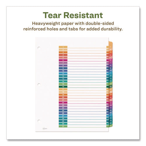 Customizable Table Of Contents Ready Index Dividers With Multicolor Tabs, 31-tab, 1 To 31, 11 X 8.5, White, 1 Set