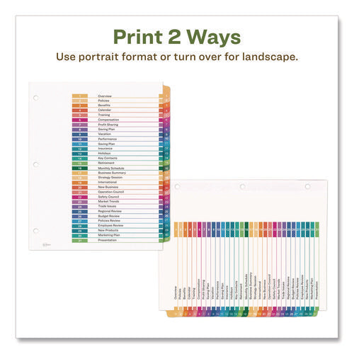 Customizable Table Of Contents Ready Index Dividers With Multicolor Tabs, 31-tab, 1 To 31, 11 X 8.5, White, 1 Set