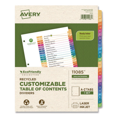 Customizable Table Of Contents Ready Index Dividers With Multicolor Tabs, 26-tab, A To Z, 11 X 8.5, White, 1 Set