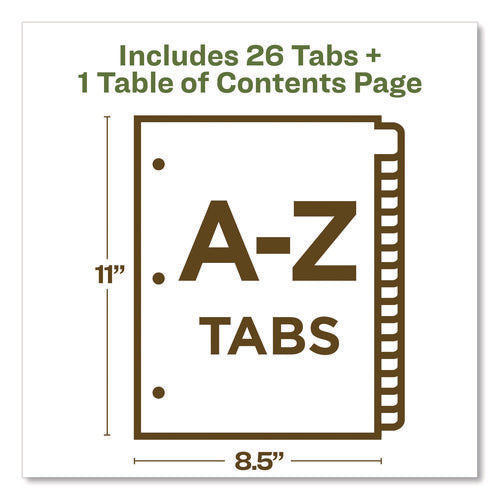Customizable Table Of Contents Ready Index Dividers With Multicolor Tabs, 26-tab, A To Z, 11 X 8.5, White, 1 Set