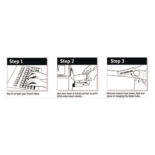 Tabs Inserts For Hanging File Folders, 1/5-cut, White, 2" Wide, 100/pack