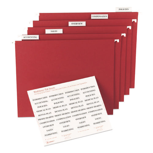 Tabs Inserts For Hanging File Folders, 1/5-cut, White, 2" Wide, 100/pack