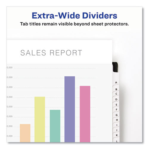 Customizable Toc Ready Index Black And White Dividers, 26-tab, A To Z, 11 X 9.25, 1 Set