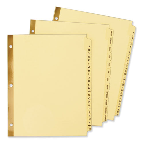 Preprinted Laminated Tab Dividers With Gold Reinforced Binding Edge, 31-tab, 1 To 31, 11 X 8.5, Buff, 1 Set