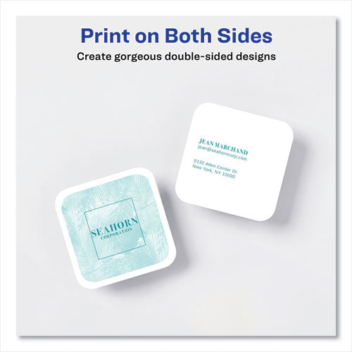 Square Clean Edge Cards With Sure Feed Technology, Laser, 2.5 X 2.5, White, 9 Cards/sheet, 20 Sheets/pack