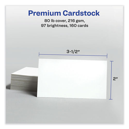 Print-to-the-edge Microperforated Business Cards With Sure Feed Technology, Laser, 2 X 3.5, White, 8/sheet, 20 Sheets/pack