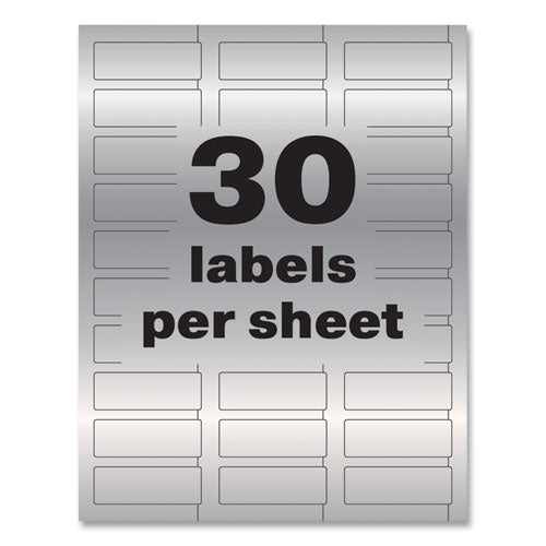 Permatrack Metallic Asset Tag Labels, Laser Printers, 0.75 X 2, Metallic Silver, 30/sheet, 8 Sheets/pack