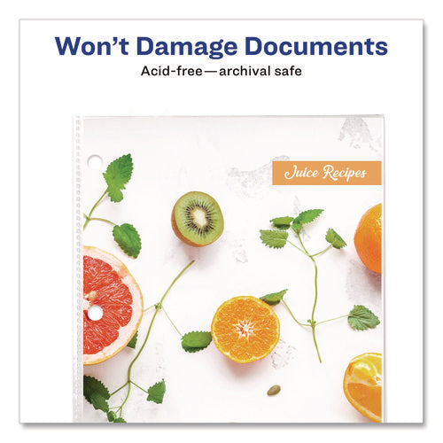 Page Size Heavyweight Three-hole Punched Sheet Protector, Top Load 8.5 X 11 Insert, Nonglare Clear Front, 50/box