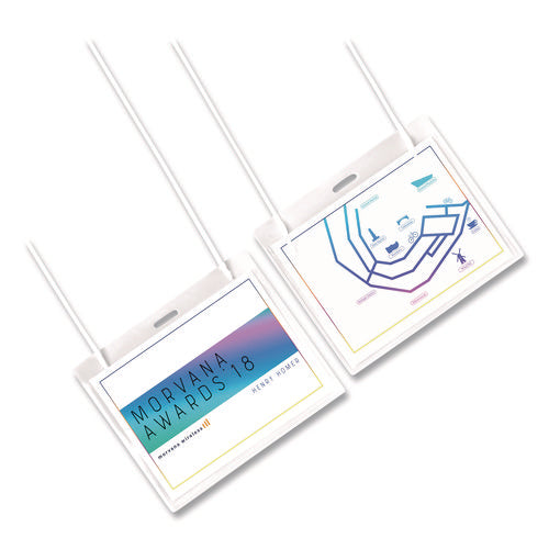 Necklace-style Badge Holder W/laser/inkjet Insert, Top Load, 4 X 3, We, 50/box