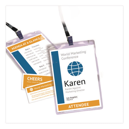 Lanyard-style Badge Holder W/laser/inkjet Inserts, Top Load, 4.25 X 6, We, 75/pk