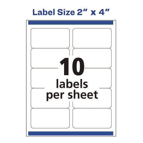 White Shipping Labels-bulk Packs, Inkjet/laser Printers, 2 X 4, White, 10/sheet, 250 Sheets/box