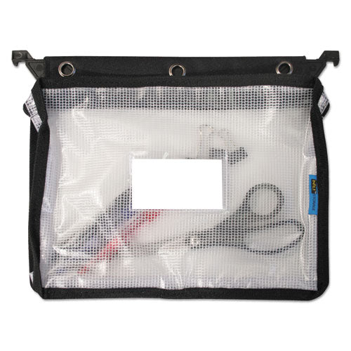 Expanding Zipper Pouch, 3-hole Punched, 13" X 9.25", Clear/black