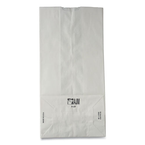 Grocery Paper Bags, 8# Size, 35# Basis Weight, 6" X 3.88" X 12.5", White, 500/bundle
