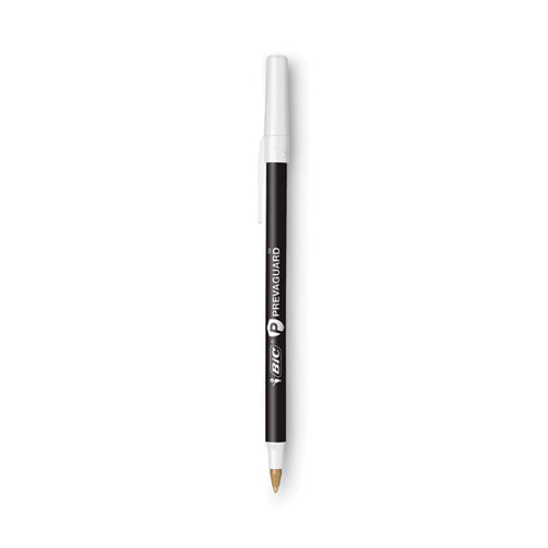 Prevaguard Round Stic Ballpoint Pen, Stick, Medium 1 Mm, Black Ink, Black Barrel, Dozen