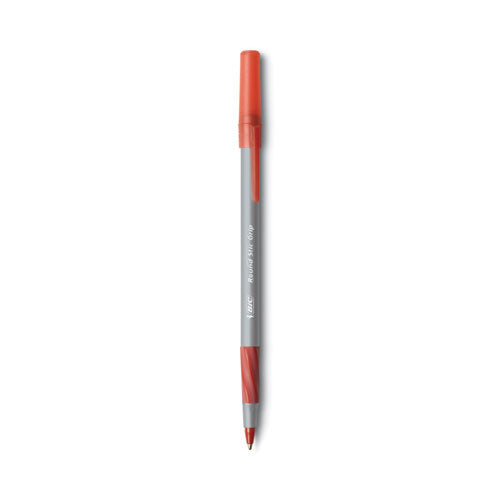 Round Stic Grip Xtra Comfort Ballpoint Pen, Easy-glide System, Stick, Medium 1.2 Mm, Red Ink, Gray/red Barrel, Dozen