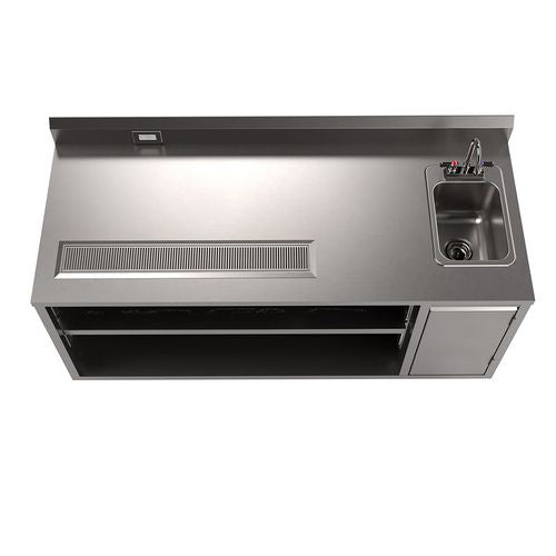 Stainless Steel Beverage Table With Right Sink, Rectangular, 30" X 72" X 41.5", Silver Top, Silver Base/legs