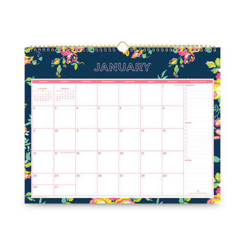 Day Designer Peyton Wall Calendar, Floral Artwork, 15 X 12, White/navy Sheets, 12-month (jan To Dec): 2026