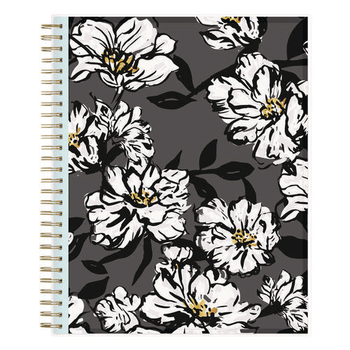 Baccara Dark Monthly Planner, Floral Artwork, 10 X 8, Gray/black/gold Cover, 12-month (jan To Dec): 2026
