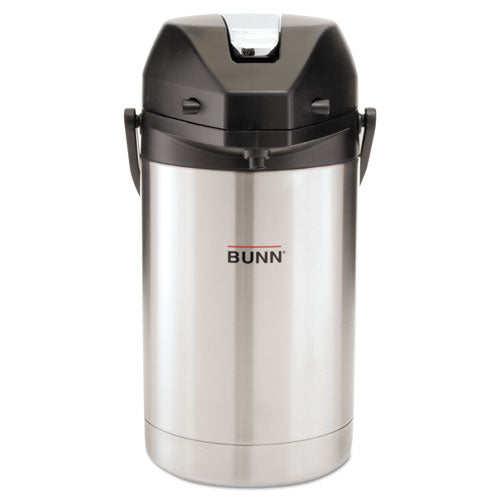 Lever Action Airpot, 84 Oz, Stainless Steel/black