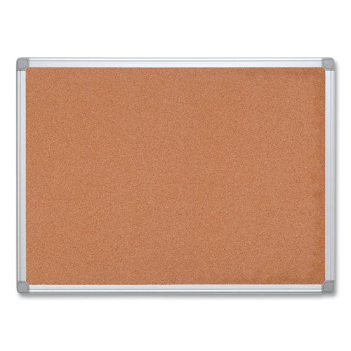 Earth Cork Board, 24" X 18", Tan Surface, Satin Aluminum Frame