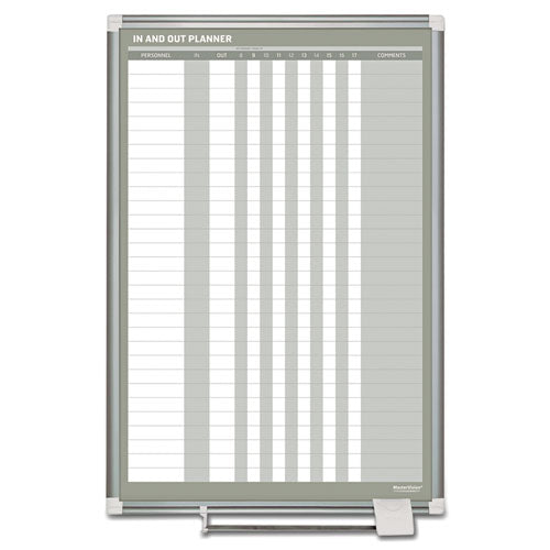 In-out Magnetic Dry Erase Board, 30-person Tracking, 24" X 36", White Surface, Satin Aluminum Frame