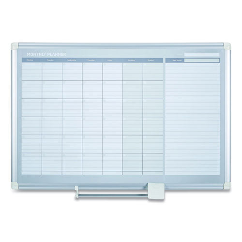 Magnetic Dry Erase Calendar Board, Monthly Planning/scheduling, 48" X 36", White Surface, Satin Aluminum Frame