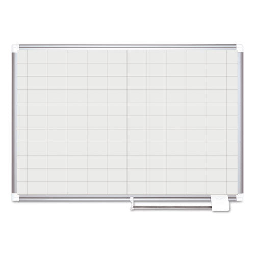 Gridded Magnetic Steel Dry Erase Project Planning Board, 2" X 3" Cells, 48" X 36", White Surface, Satin Aluminum Frame