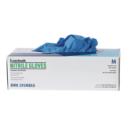 395 Series Disposable General-purpose Nitrile Gloves, Powder-free, Medium, 5 Mil Thick, 9.5" Long, Blue, 100/box