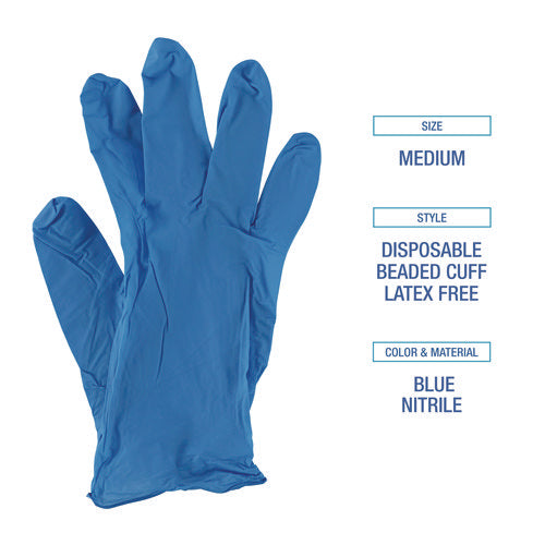 395 Series Disposable General-purpose Nitrile Gloves, Powder-free, Medium, 5 Mil Thick, 9.5" Long, Blue, 100/box