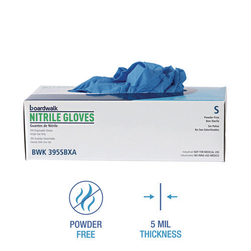 395 Series Disposable General-purpose Nitrile Gloves, Powder-free, Small, 5 Mil Thick, 9.5" Long, Blue, 100/box