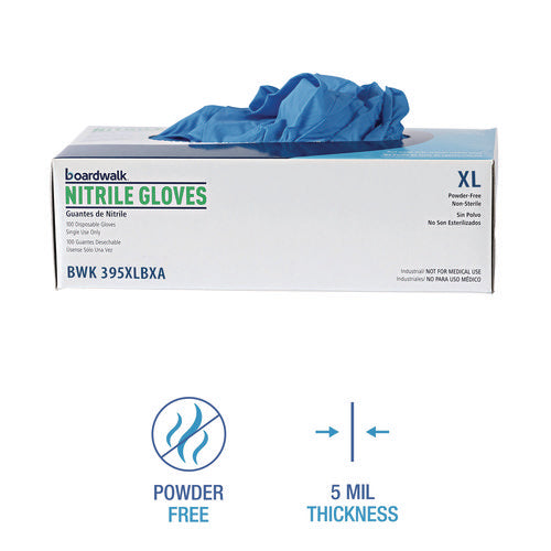 395 Series Disposable General-purpose Nitrile Gloves, Powder-free, X-large, 5 Mil Thick, 9.5" Long, Blue, 100/box