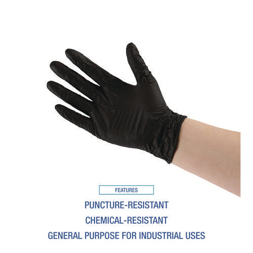 396 Series Disposable General-purpose Nitrile Gloves, Powder-free, Medium, 4.4 Mil Thick, 9.5" Long, Black, 100/bx, 10 Bx/ct