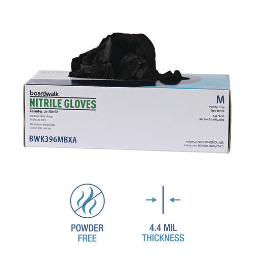 396 Series Disposable General-purpose Nitrile Gloves, Powder-free, Medium, 4.4 Mil Thick, 9.5" Long, Black, 100/bx, 10 Bx/ct