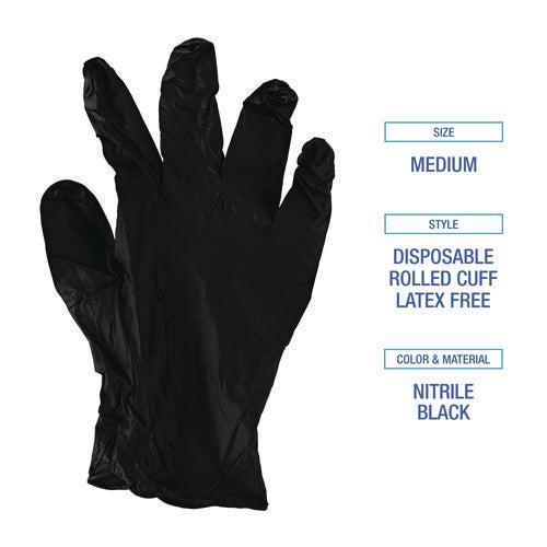 396 Series Disposable General-purpose Nitrile Gloves, Powder-free, Small, 4.4 Mil Thick, 9.5" Long, Black, 100/bx, 10 Bx/ct