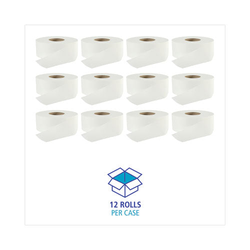 Jumbo Roll Bathroom Tissue, Septic Safe, 2-ply, 3.2" X 525 Ft, White, 12 Rolls/carton