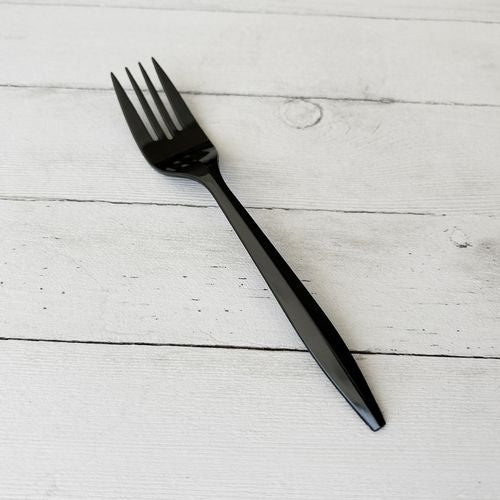 Mediumweight Polypropylene Cutlery, Fork, Plastic, Black, 1,000/carton