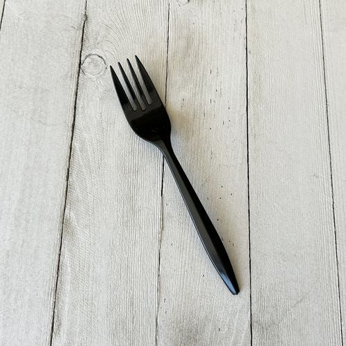 Mediumweight Polypropylene Cutlery, Fork, Plastic, Black, 1,000/carton