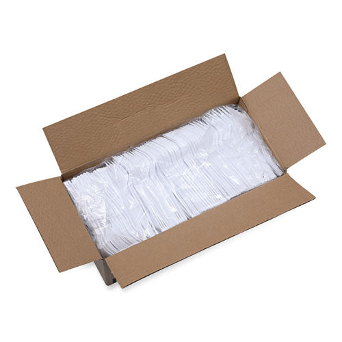 Heavyweight Polystyrene Cutlery, Fork, Plastic, White, 1,000/carton