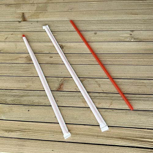 Wrapped Jumbo Straws, 10.25", Polypropylene, Red, 500/pack, 4 Packs/carton