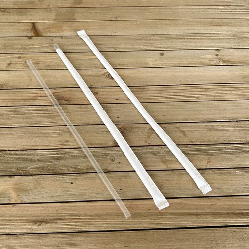 Wrapped Jumbo Straws, 10.25", Polypropylene, Clear, 500/pack, 4 Packs/carton