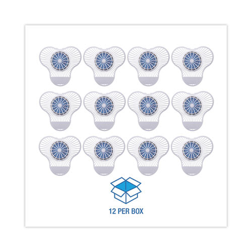 Urinal Screen With Non-para Deodorizer Block, Green Apple Scent, Blue/white, 3.25 Oz, 12/box