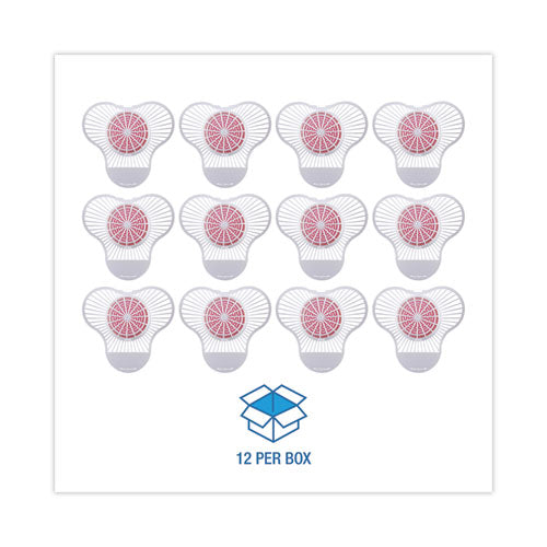 Urinal Screen With Para Deodorizer Block, Cherry Scent, Red/white, 3 Oz, 12/box