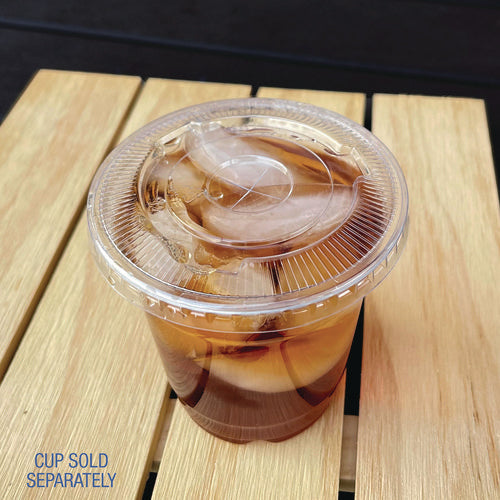 Crystal-clear Cold Cup Straw-slot Lids, Fits 9 Oz To 10 Oz Cold Cups, Plastic, Clear, 100/pack