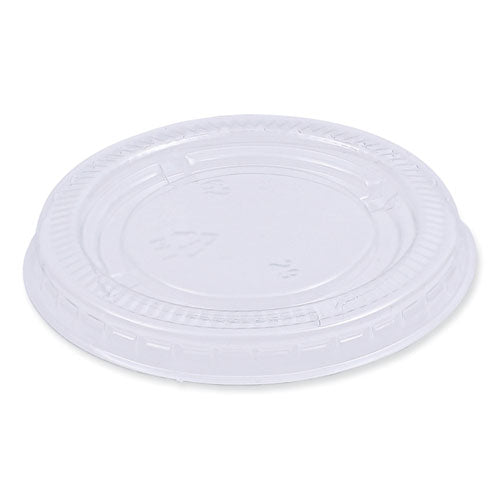 Souffle/portion Cup Lids, Fits 1.5 Oz And 2 Oz Portion Cups, Plastic, Clear, 2,500/carton