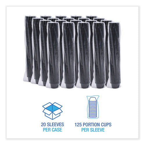 Souffle/portion Cups, 2 Oz, Plastic, Black, 125/sleeve, 20 Sleeves/carton
