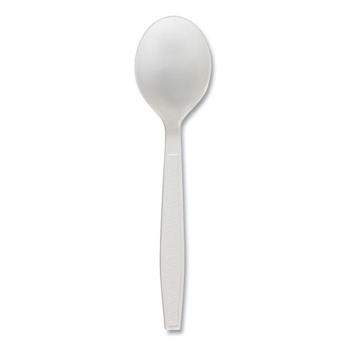 Heavyweight Polypropylene Cutlery, Soup Spoon, Plastic, White, 1,000/carton
