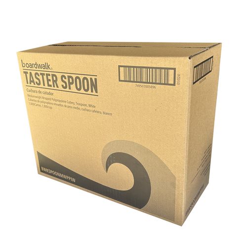 Mediumweight Wrapped Polypropylene Cutlery, Soup Spoon, 4.86", Plastic, White, 1,000/carton